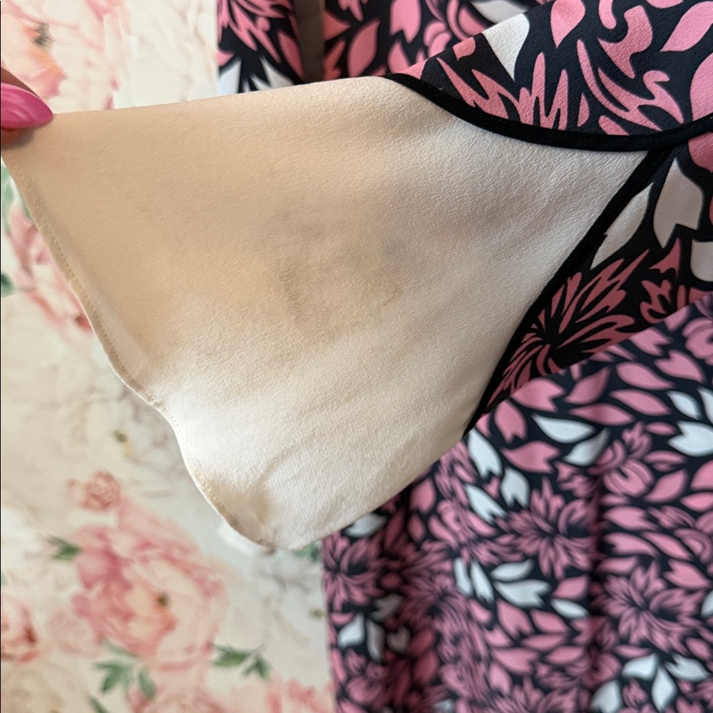 DOROTHEE SCHUMACHER Pink Black White Floral SILK Shift Dress size 2 - Picture 4 of 9
